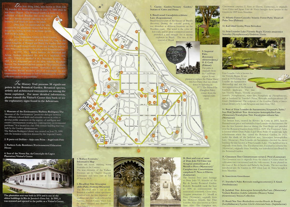 harta grădina botanică din Rio de Janeiro