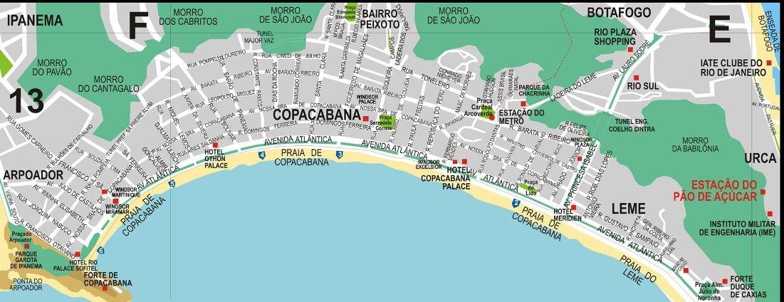 copacabana Rio de Janeiro hartă
