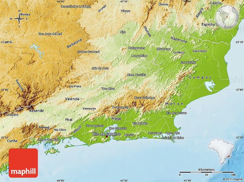 hartă topografică de la Rio