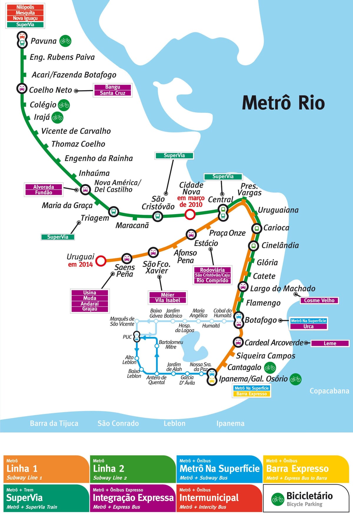 harta metrou din Rio de Janeiro