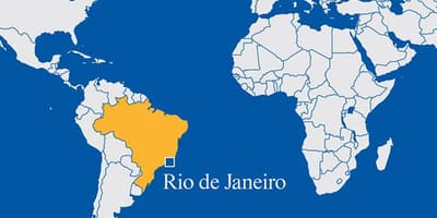Hartă a lumii care arată Rio de Janeiro